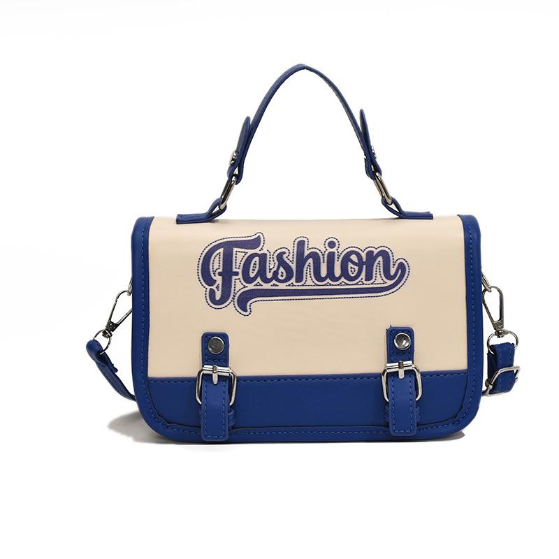 

Contrasting color retro bag women s 2024 spring new niche design letter bag girl heart personality shoulder messenger bag синій
