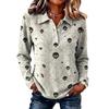 Women's Halloween Print Knit Long Sleeve Top with Lapel Collar