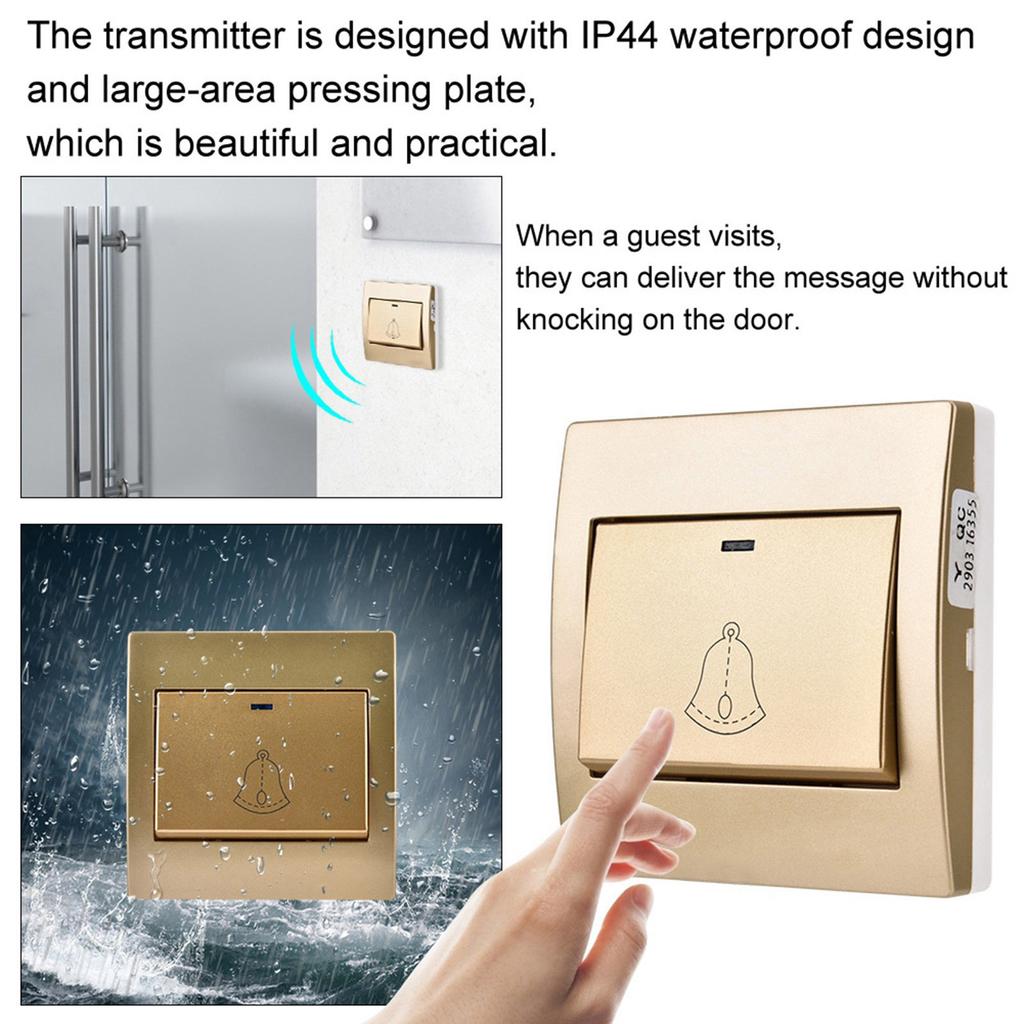 Smart Home Wireless Waterproof Doorbell Sick Old Child Caller (#)