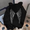 Minimalistischer Flügel-Print Hoodie für den grenzüberschreitenden E-Commerce: Lässiger lockerer Pullover-Überzieher