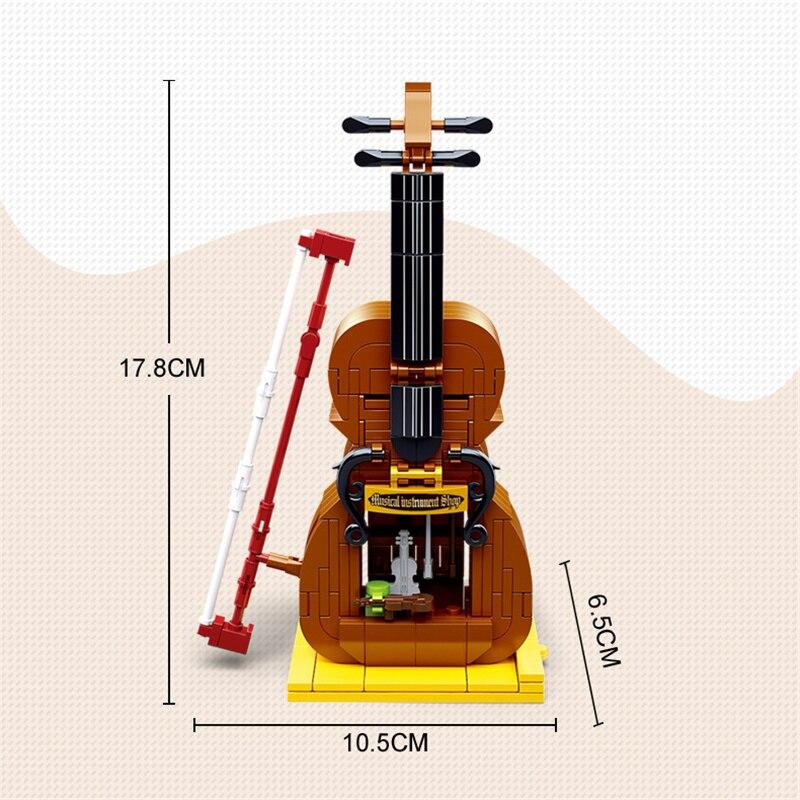 308 stücke 0817 Kreative Street View Violine Shop Montage Modell Bausteine Spielzeug Haus Geschenke