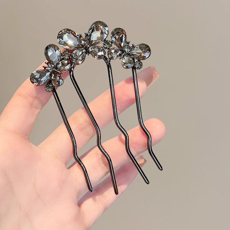 Metalowe Perły Z Cyrkoniami Spinka Do Włosów Wygodny Patyczek Do Włosów Do Gęstych Włosów Bezpieczne Utrzymanie Koka Na Imprezy Bankiety Kobiety