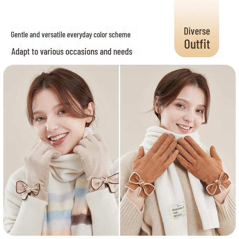 JIUMU Women's Fleece-Lined Winter Touchscreen Gloves