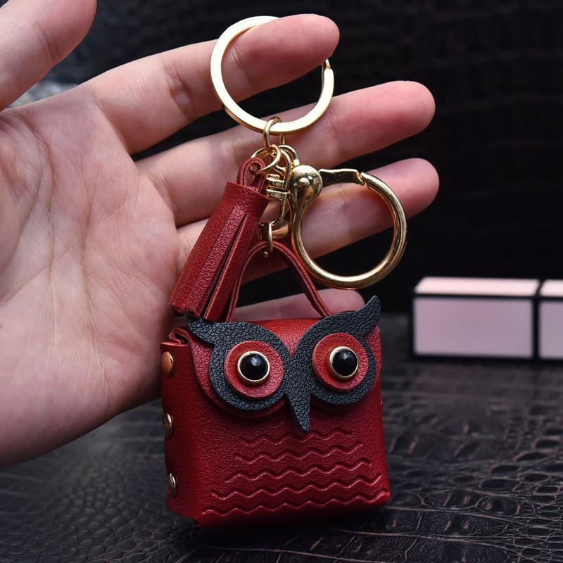 Cute Key Bag Owl Coin Purse Mini School Bag Car Key Chain Pendant Lady Wallet Leather Coin Purses Coin Purse Keychain