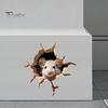 Removable Glass Window Clings Peeking Mouse Wall Sticker, 3D Broken Hole Effect Decals, Funny Waterproof PVC Decals Stickers, Art for Bedroom