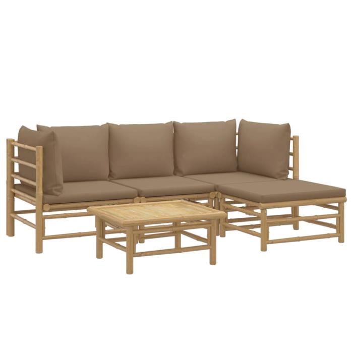 VidaXL Salon de jardin 5 pcs avec coussins taupe bambou 3155114