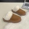 Women's Baotou plush slippers padded warm winter thick bottom heightened home slippers casual walking indoor shoes snow cotton slippers