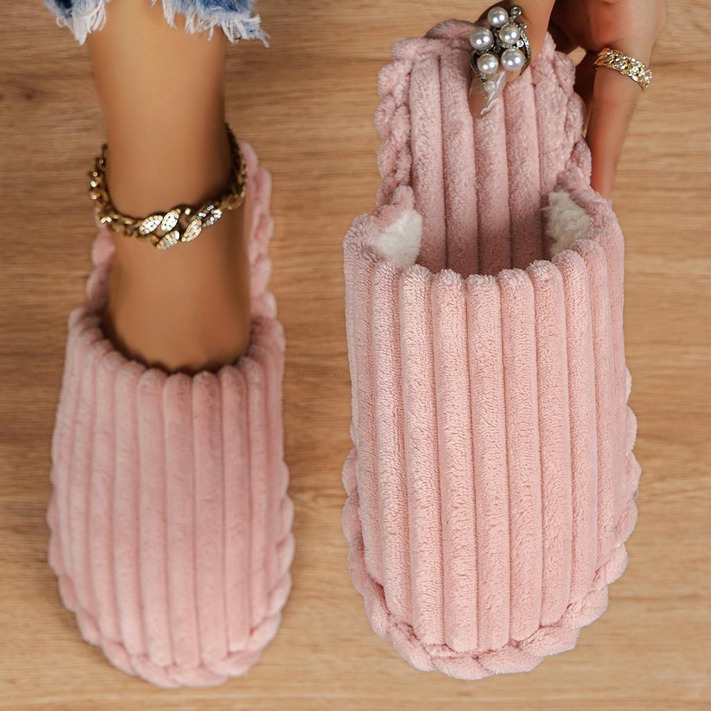 Fashion 2024 Women Fashion Simple Solid Color Slip-on Slippers Indoor Home Couple Striped Open Toe Cotton Slippers Zapatos De Mujer