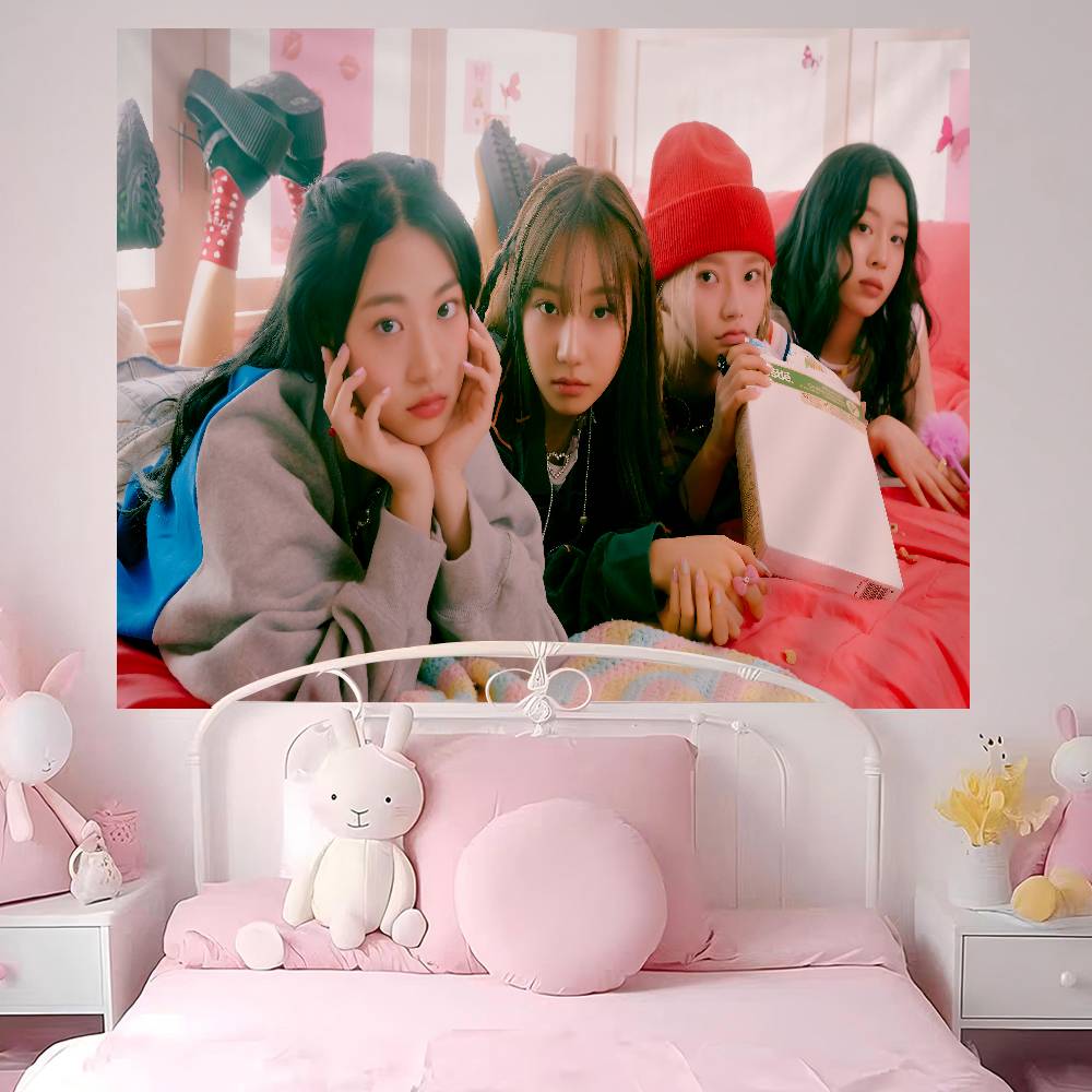 Kpop Group Ffifty Fifty Anime Tapestry Hanging Tarot Hippie Wall Rugs Dorm Home Decor