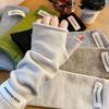 1Pair Cold-proof Wool Fingerless Gloves Half-Finger Flexible Soft Elastic Solid Color Warm Knitted