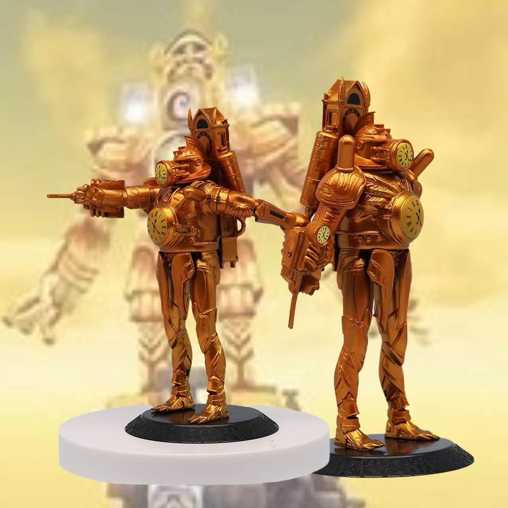Gold Clock Man Action Figure Hand-made Joint Movable Transforming Clock Man King Toy Decor 17cm Pvc