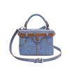 Niche Design Bag Women's New Fashion Denim Splicing Shoulder Messenger Bag Trendy Simple Small Square Bag