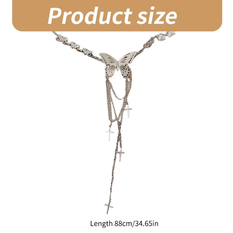 Fringed Butterfly Waist Chain Lustrous Metallic 2000s Belly Chain Belt for Female Fashion Waist Decors Women Body Jewelry