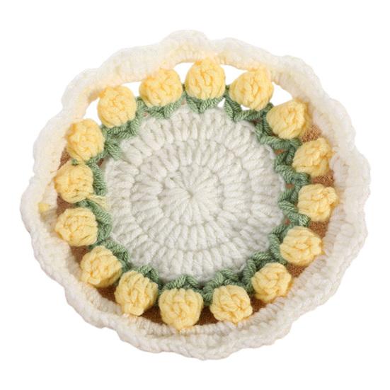 

Подставка под стакан в виде тюльпана, связанная крючком. Подставки для чашек с цветами ручной работы для кофе и чая. Многоцелевой декор для домашнего бара и креативный подарок на новоселье, дни рождения. жёлтый