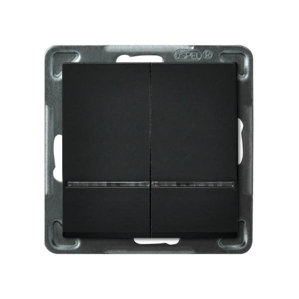 Two-group chandelier switch with blue illumination, matt black SON