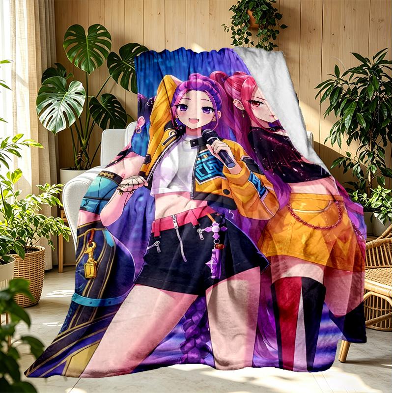 KPop Demon Hunters Pattern Blanket for Home Decoration, Bed, Sofa, Car Travel, Camping, Suitable for All Seasons, Birthday Christmas Gift