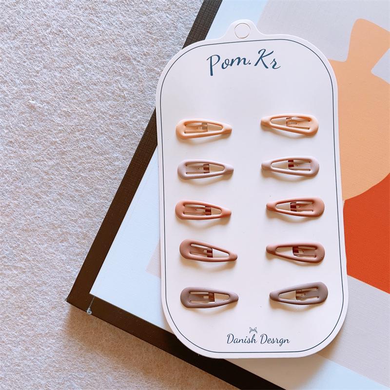 

Набор из 10 мини-квадратных зажимов BB: Маленькие однотонные заколки для волос в корейском стиле цвета кофе с молоком для девочек