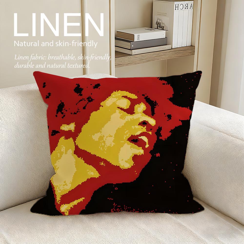 Music singer JJimi Hendrix Cushion Cover Pillowcase Set Pcs x x Breathable Washable Sofa Cushion Cover