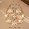 Round Imitation Pearl Pendant Choker Ring Earrings Set Women Chic Party Jewery Accessory
