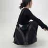 Ladies' Fashion Mesh Splicing Y2K Street Shoulder Bag Large Capacity Multi Functional Riveted Shoulder Bag
