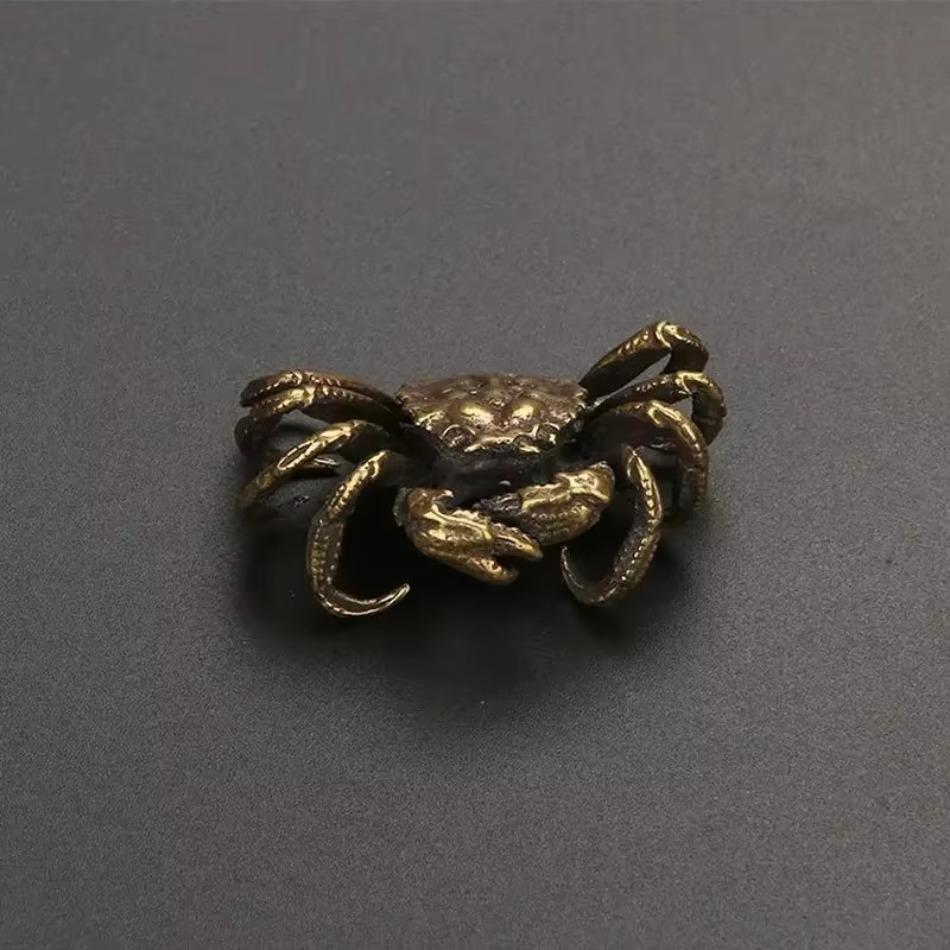 1 Pcs Antique Bronze Crab Universal Handmade Pure Brass Crab Ornament Cover Set Tea Pet Decoration Accessories