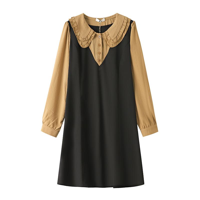 Spring and Autumn Plus Size Women's Dress Doll Collar Long Sleeve Dresses