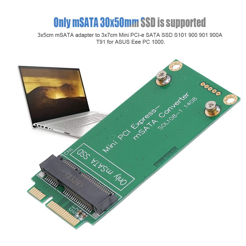 Conversor de Cartão Adaptador para ASUS Mini PCI-e Pinagem SATA, Placa Riser SSD mSATA para SSD Mini PCIE SATA, Suporta SSDs mSATA 30x50mm