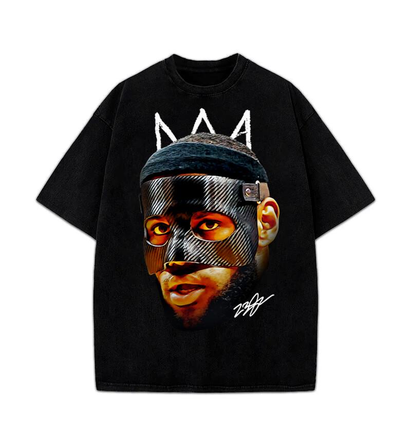 Lebron James Mask Basketball Graphic Design King James TShirt M