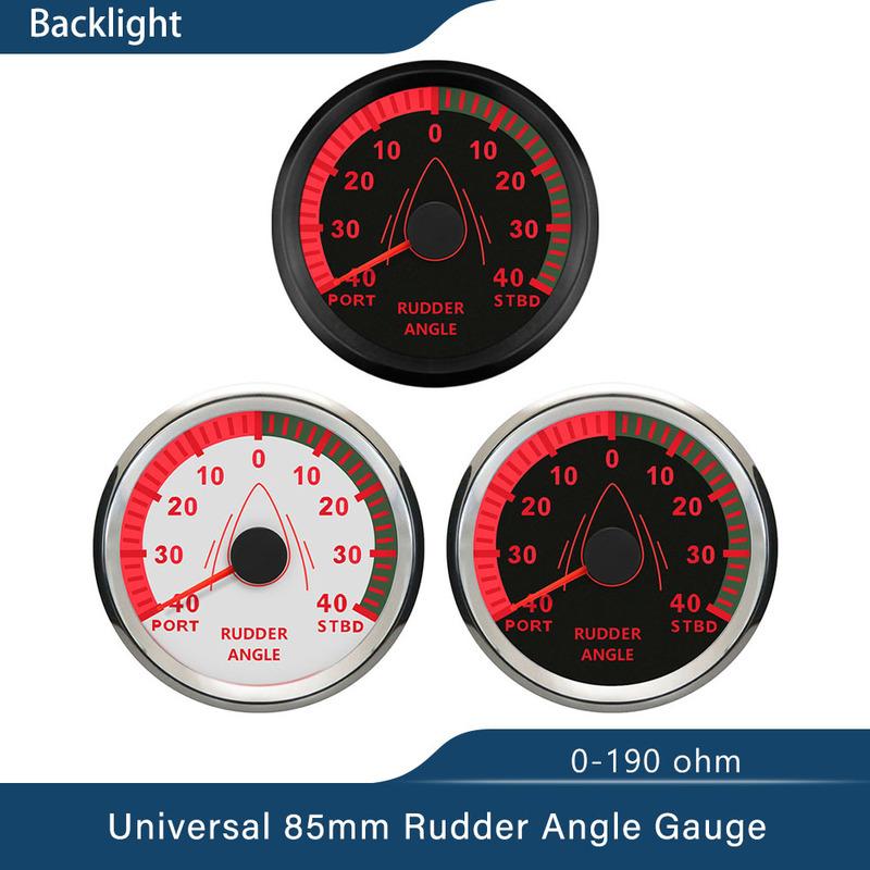 New Universal 52mm 85mm Marine Boat Rudder Angle Indicator Gauge 12V 24V with Red Backlight 0-190 ohms for Boat Yacht Vessel
