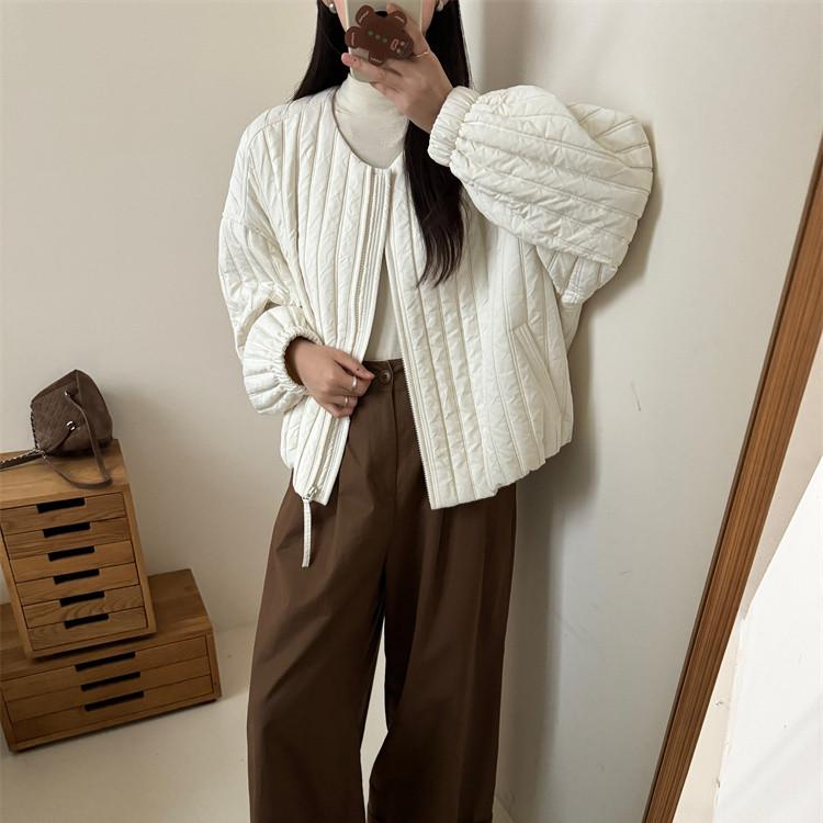 Women's Spring/Fall Loose-Fit Casual Warm Short Jacket, Korean-Style Round-Neck Lightweight Jacket