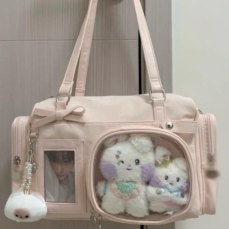 Original Two-dimensional Baby Bag, Girls' Transparent Tote Bag, Commuting Large-capacity Shoulder Messenger Bag, Boston Pain Bag Tide