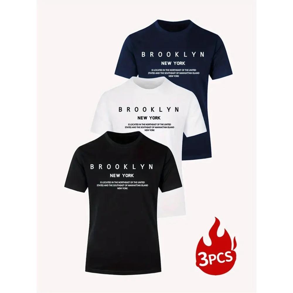 3 Pezzi T-shirt da Uomo Leggere Traspiranti Asciugatura Rapida Assorbi Umidità Girocollo Top Stagione Unica Casual