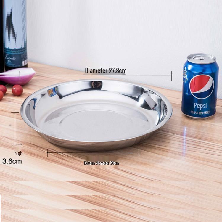 Stainless Steel Round Dinner Plate Tray - Versatile for Tableware, BBQ, Deep & Flat Dishes