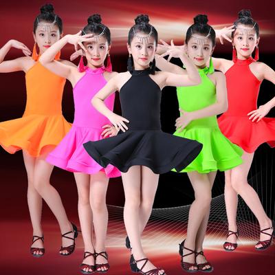 Kinderen Meisjes Professionele Latijnse Dansjurk Wedstrijd Ballroom Dansen Salsa Samba Cha Cha Tango Mouwloos Oefenkostuum