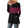 Womens Sweaters Crewneck Long Sleeve Shirts With Pockets Fall Outfits Fashion Winter Clothing Side Slit