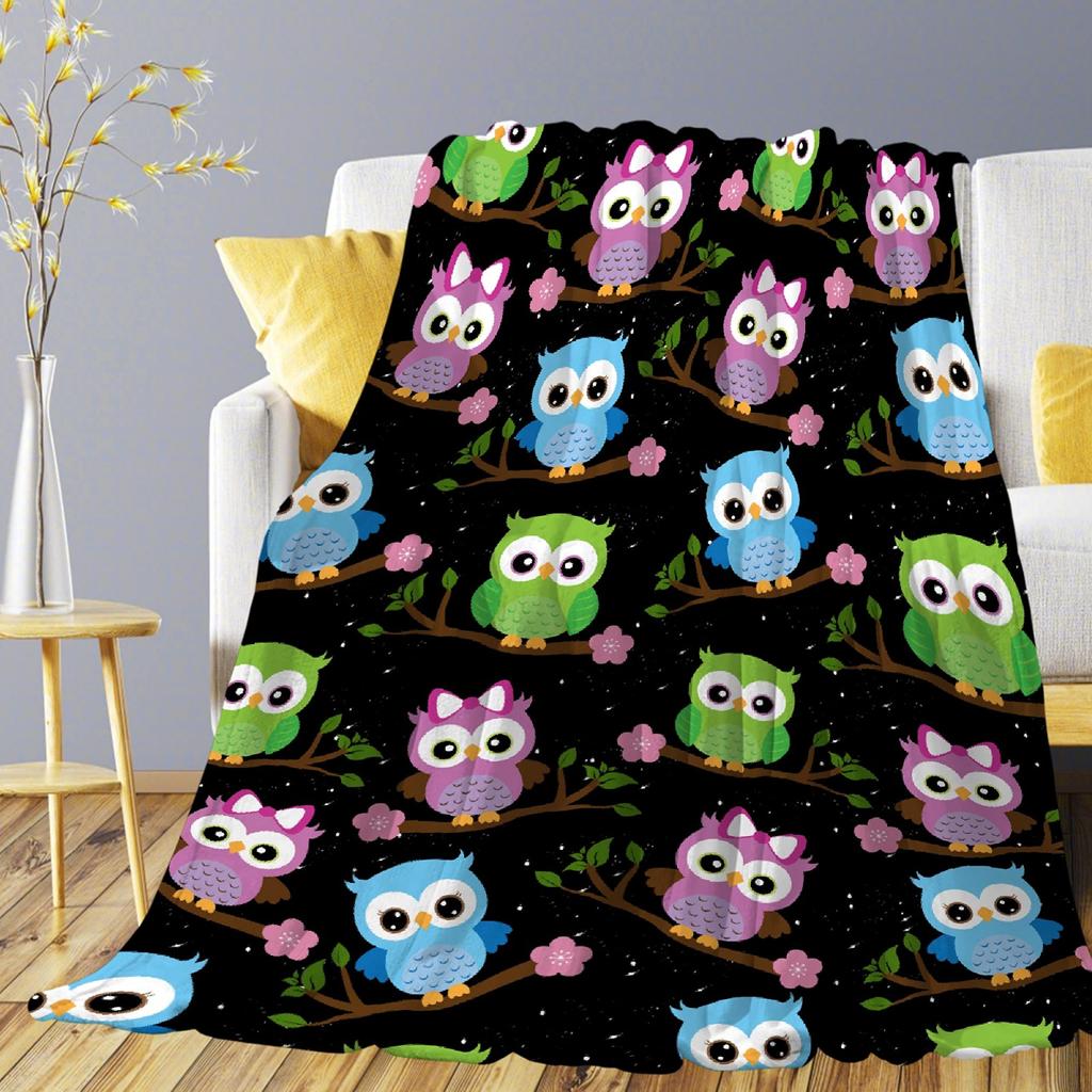Owl Flannel Throw Blanket Super Soft Lightweight Fleece Blanket Gift for Teenage Girl for Bed Sofa Couch Blanket King Queen Size