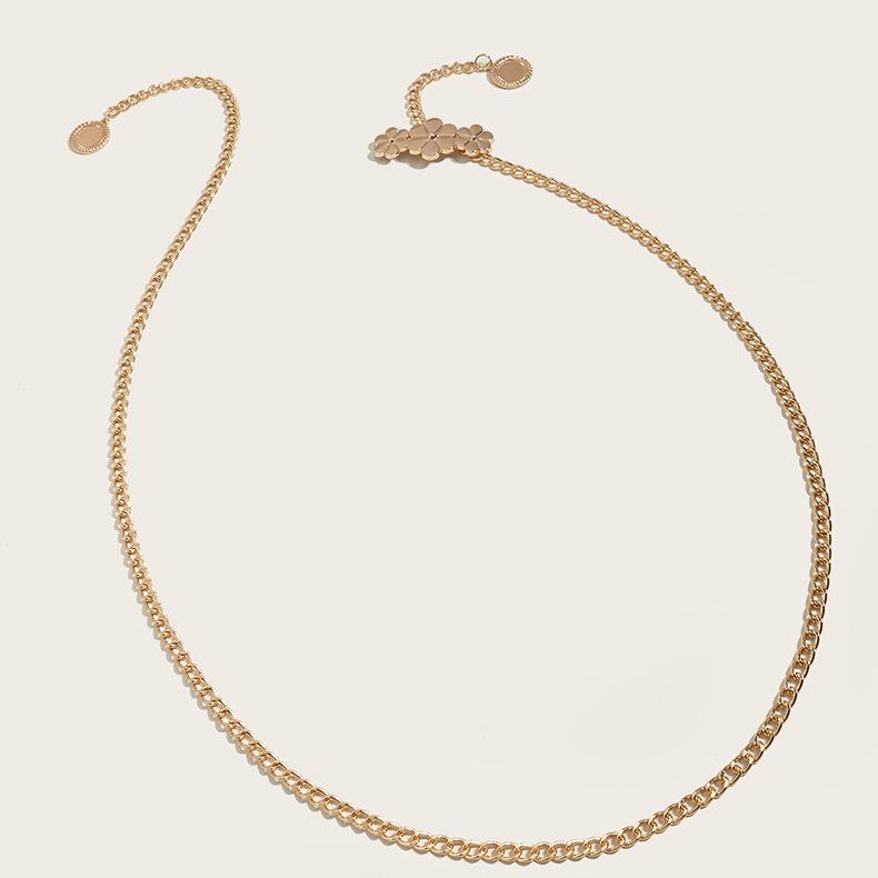 Metal Waist Chain Women'S Accessory Flower Buckle Trendy Spice Girl Body Chain Dress Belt Chain
