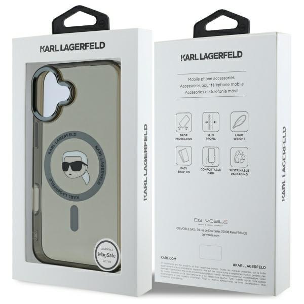 Karl Lagerfeld Klhmp16Mhlskik Iphone16 Plus 6.7 Czarny/Black Hardcase Iml Metal Karl Head Magsafe