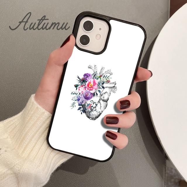 Blumenherz Handyhülle für iPhone 11 12 13 14 Pro Max mini X XR XS SE 2020 5 6S 7 8 Plus Samsung Galaxy S21 S22 Hülle