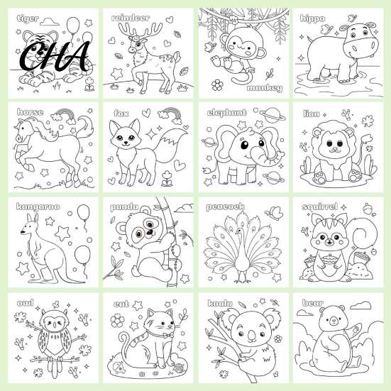 Kids Art Education Materials Children's Coloring Book, with Cute Animal Theme, Thick Paper Sketchbook, Preschool Painting Practice Drawing And
