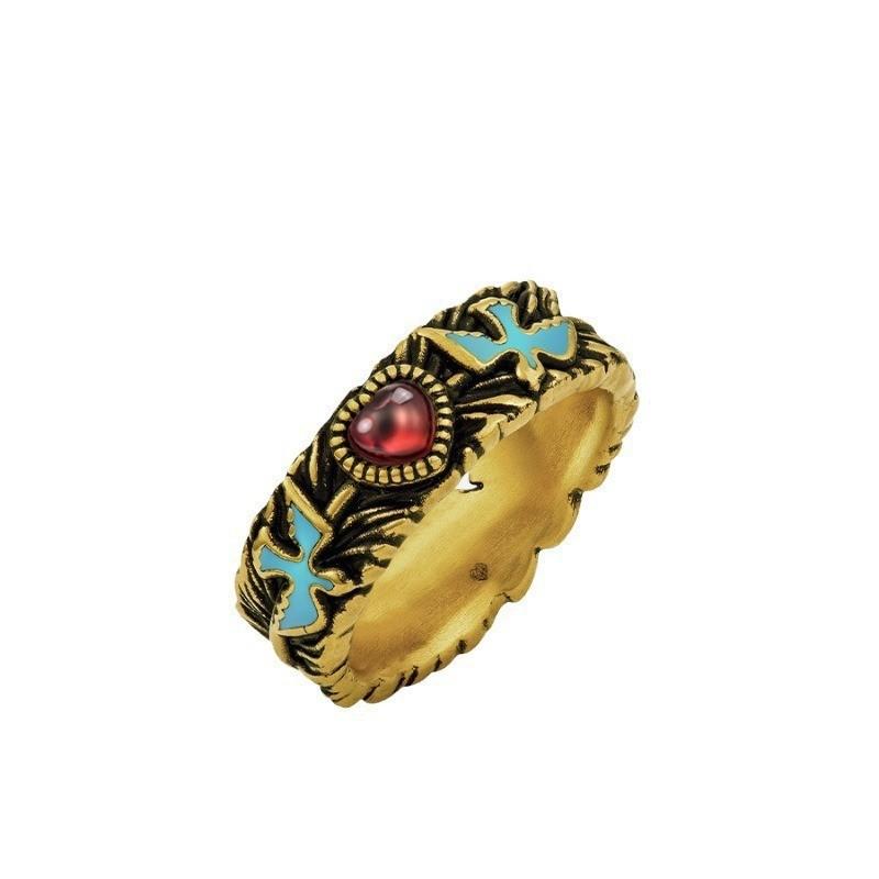 Sophisticated Antique Gold Adjustable Ring For Women With Unique Geometric Zircon Design