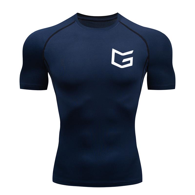 Kompressionsshirt mit Grafikprint für Herren, schnelltrocknend | Funktionsshirt für Fitnessstudio, Laufen und Sport RL000730