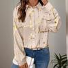 Autumn Casual Tops Women's Loose Lapel Hot Gold Printed Shirt