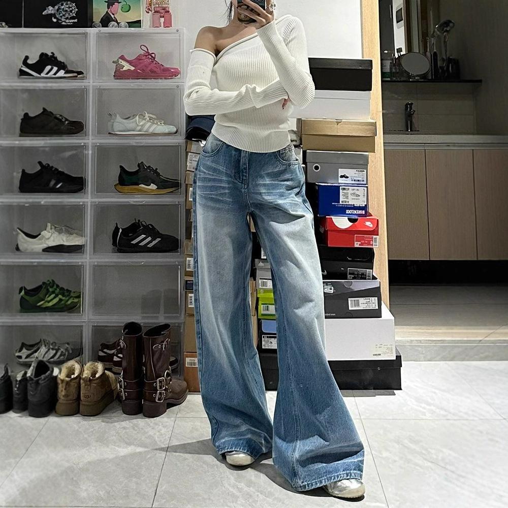Big Yards High Waist Wide Leg Jeans Women Summer Loose Versatile Dragged Floor Thin Straight Pants Retro Street Style Baggy Long Jeans for Ladies