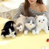 Soft Voiced Cat Plush Toy Simulation Ragdoll Doll with Bib Adorable Stuffed Toy for Desk Bedroom