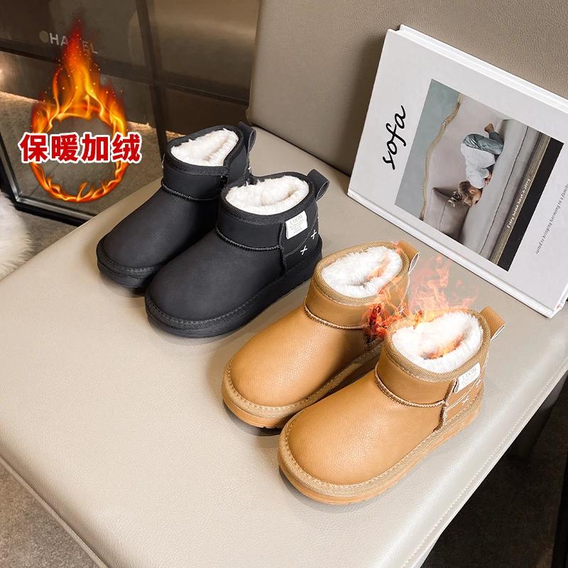 2024 Children Plush Shoes for Girls Winter New Fashion Korean Style Soft Bottom Keep Warm Versatile Chic Anti-slippery Boots
