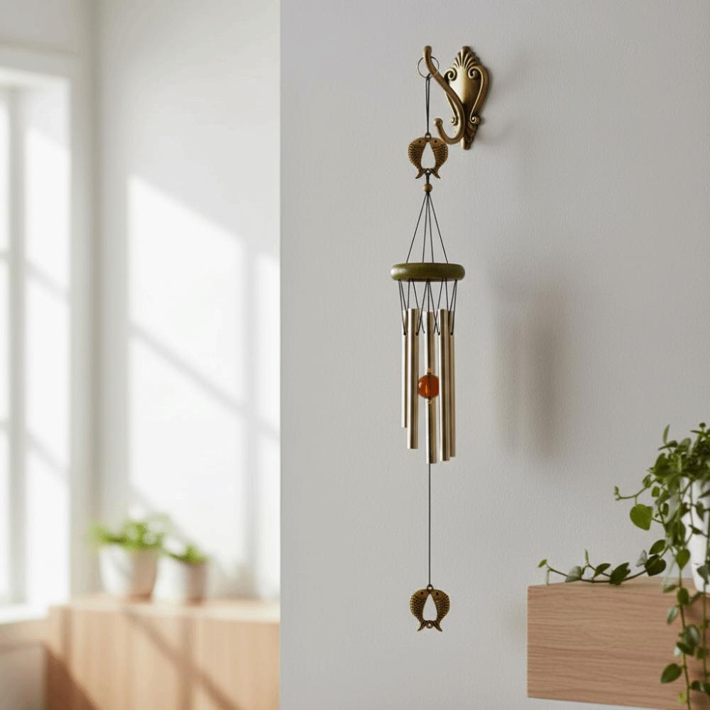 Rustic Style Outdoor Wind Chimes Butterfly Design Double Fishes Windchime  Lawn Garden