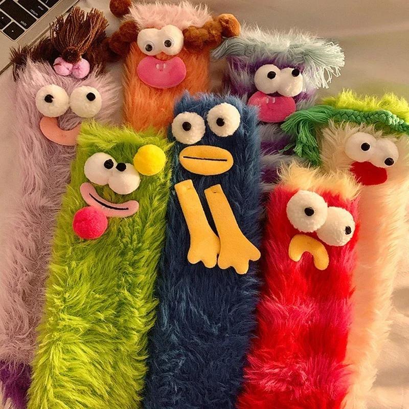 Winter Coral Velvet Socks Funny 3D Cartoon Girls Thickened Warm Socks Home Parent-child Stockings Floor Sleeping Socks For Kids