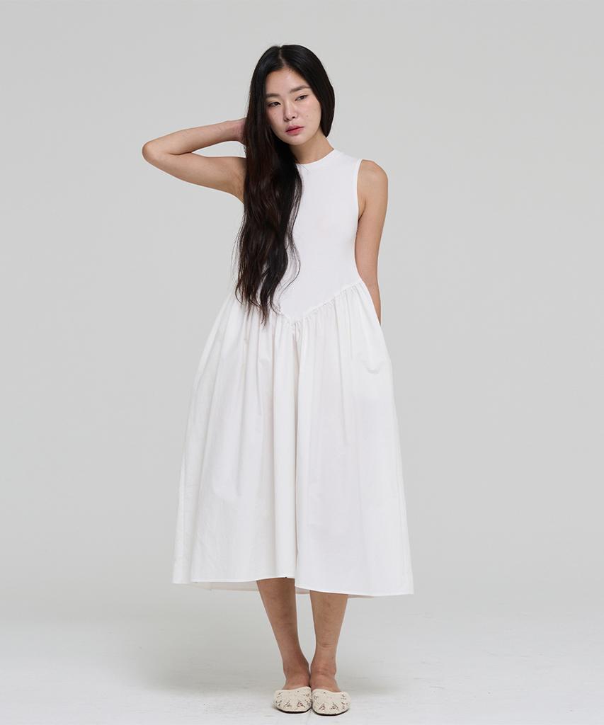 LEVHEARTED Voluminous Sleeveless Cotton Dress - Ivory