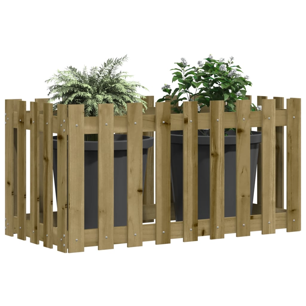 Vidaxl Garden Flower Bed With Fence, 100X50X50 Cm, Impregnated Pine